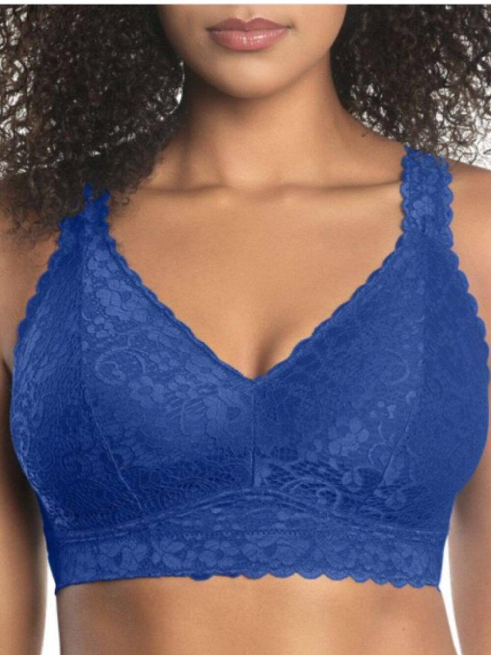 Parfait Lingerie | Adriana Wire-Free Lace Bralette Royal Blue 38G